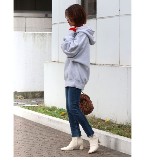 Ungrid「ハイウエストフレイドヘムストスリ」|デニム|