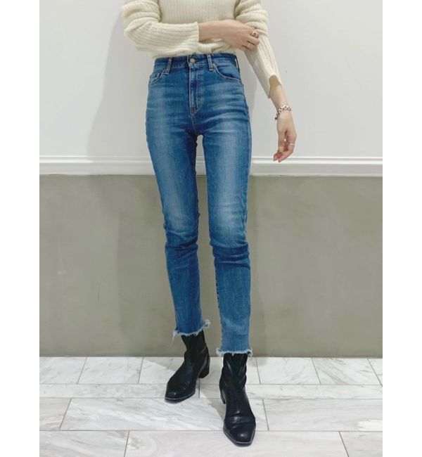 Ungrid「ハイウエストフレイドヘムストスリ」|デニム|