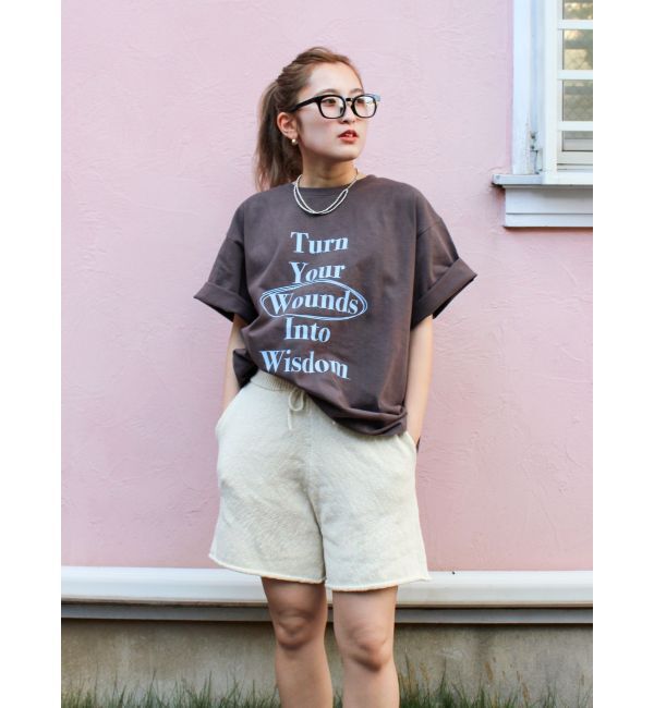 Ungrid「ヴィンテージウォッシュロゴビッグTee」|Tシャツ・カットソー|ブラウン