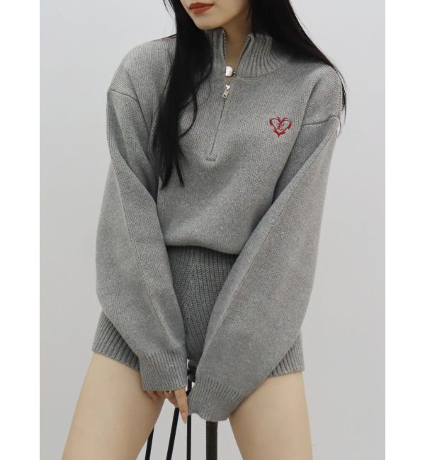 EVRIS「ワンポイントロゴニットロンパース」|オールインワン|グレー