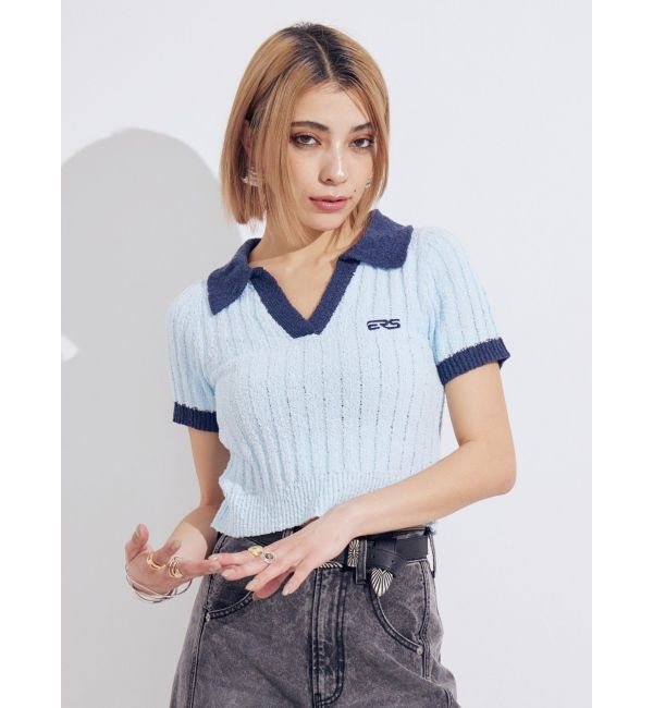 EVRIS「ワンポイントポロニットトップス」|ニット・セーター|