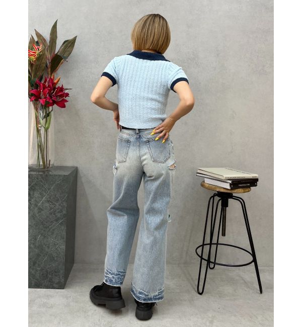 EVRIS「ワンポイントポロニットトップス」|ニット・セーター|