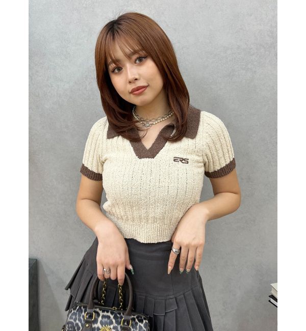 EVRIS「ワンポイントポロニットトップス」|ニット・セーター|