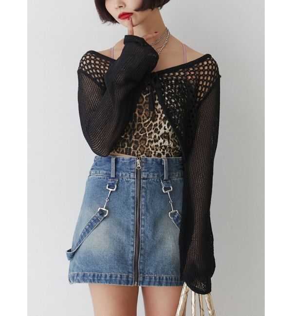 jouetie「メッシュニットボレロ」|カーディガン|ブラック