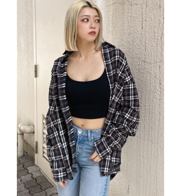 GYDA「check fabric processing シャツ」|シャツ・ブラウス|