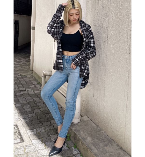 GYDA「check fabric processing シャツ」|シャツ・ブラウス|