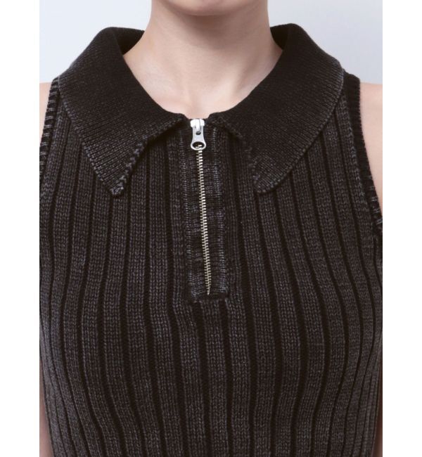 GYDA「ハーフZIPノースリブリーチポロニットトップス」|ニット・セーター|