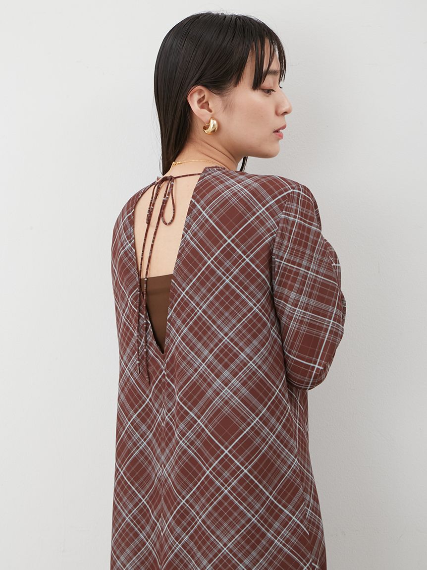 Mila Owen「バックオープンチェックプリントワンピース」|ワンピース|