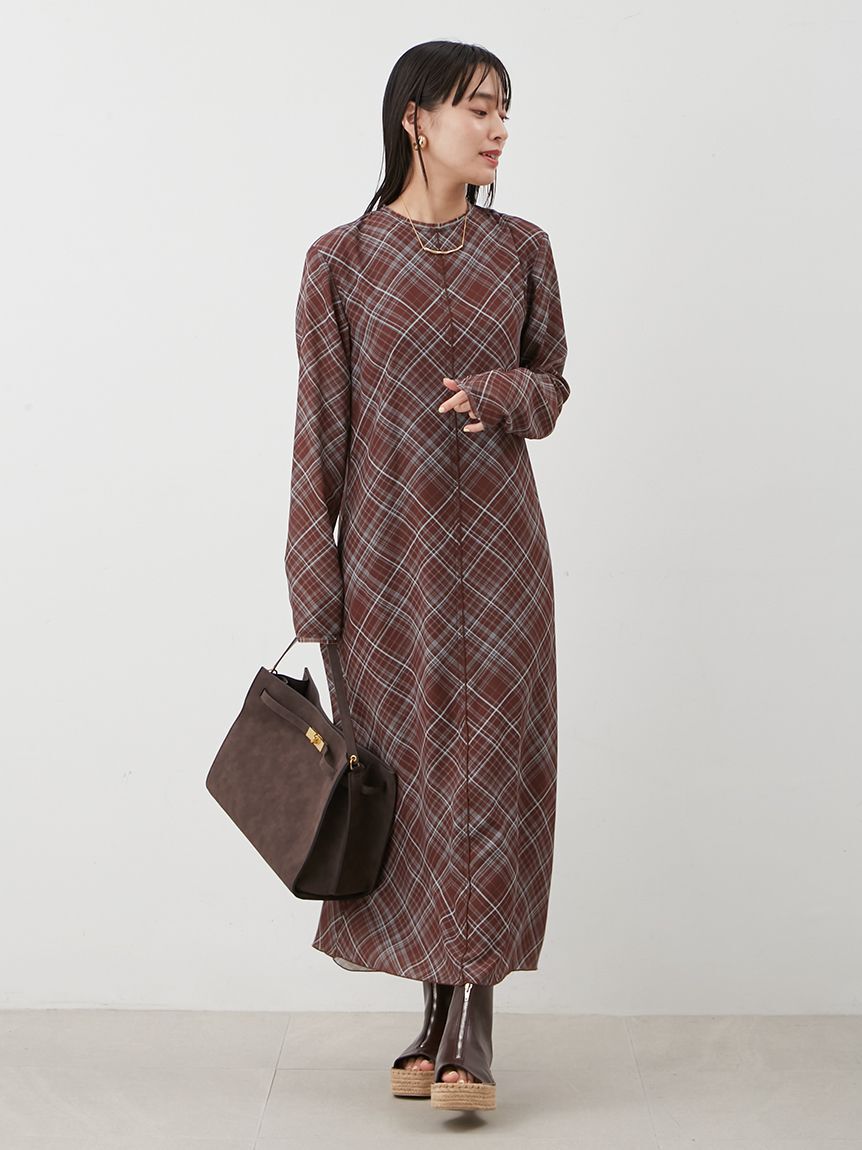 Mila Owen「バックオープンチェックプリントワンピース」|ワンピース|