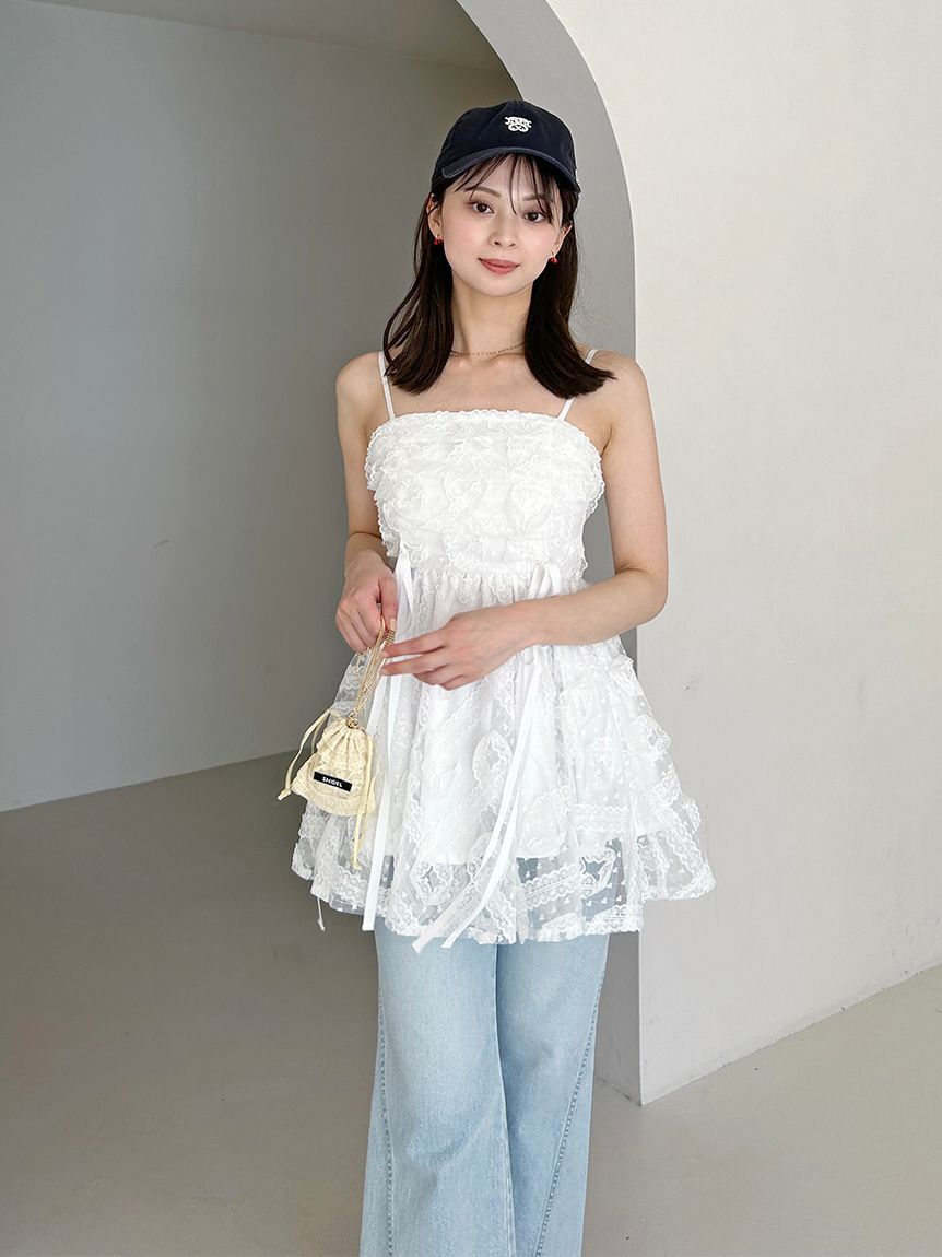 SNIDEL「チュールペプラムブラウス」|シャツ・ブラウス|