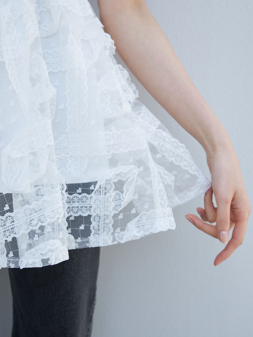 SNIDEL「チュールペプラムブラウス」|シャツ・ブラウス|