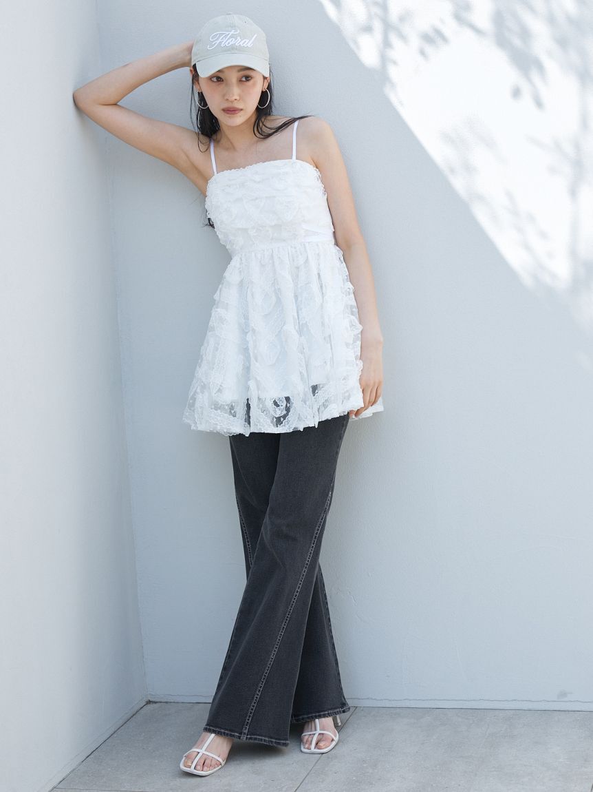 SNIDEL「チュールペプラムブラウス」|シャツ・ブラウス|