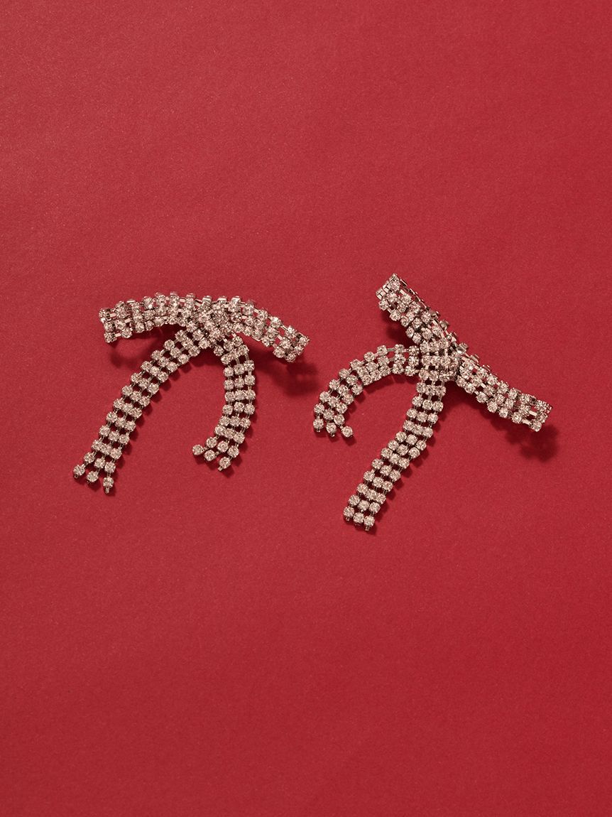 SNIDEL「スウェイビジューリボンピアス」|ピアス|SLV