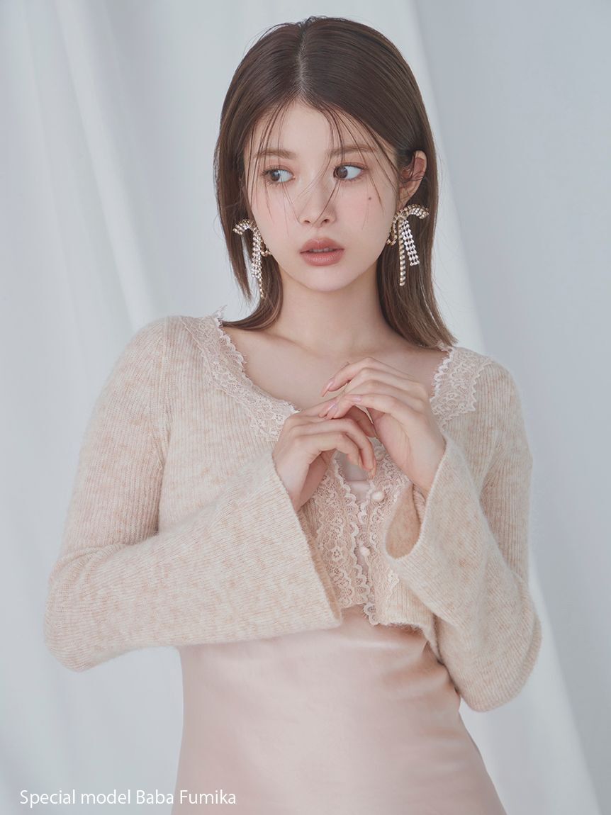 SNIDEL「スウェイビジューリボンピアス」|ピアス|