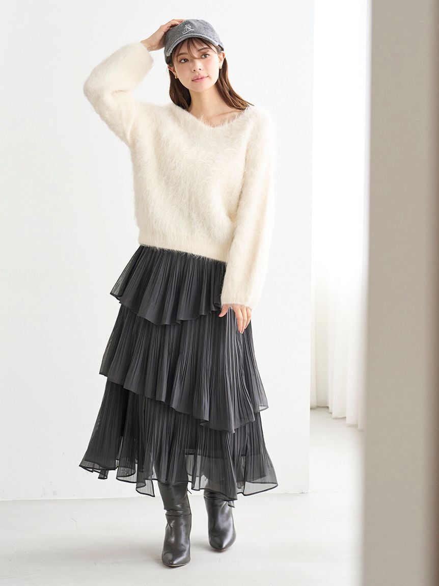 SNIDEL「【HIGH QUALITY】スリアルパカVネックプルオーバー」|ニット・セーター|