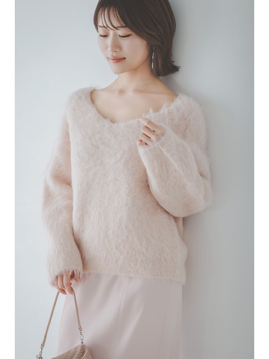 SNIDEL「【HIGH QUALITY】スリアルパカVネックプルオーバー」|ニット・セーター|PNK