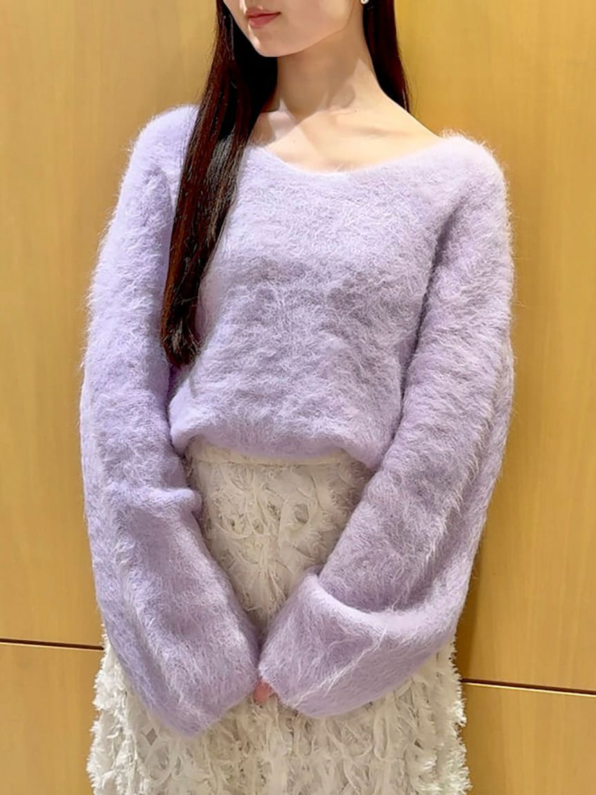 SNIDEL「【HIGH QUALITY】スリアルパカVネックプルオーバー」|ニット・セーター|LILAC