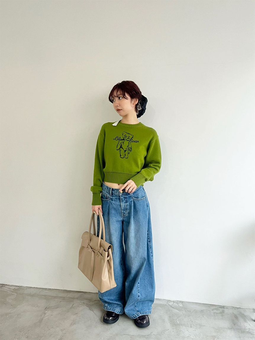 LILY BROWN「Lily Bearエンブロイダリーニットトップス」|ニット・セーター|