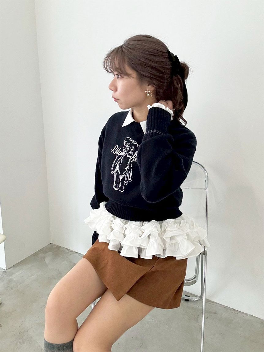 LILY BROWN「Lily Bearエンブロイダリーニットトップス」|ニット・セーター|