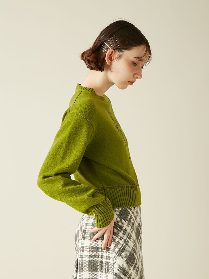 LILY BROWN「Lily Bearエンブロイダリーニットトップス」|ニット・セーター|