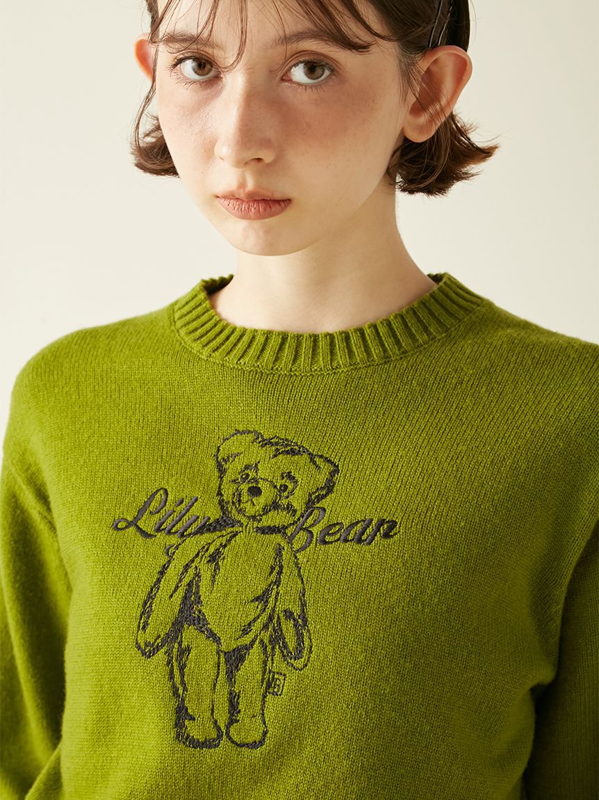 LILY BROWN「Lily Bearエンブロイダリーニットトップス」|ニット・セーター|