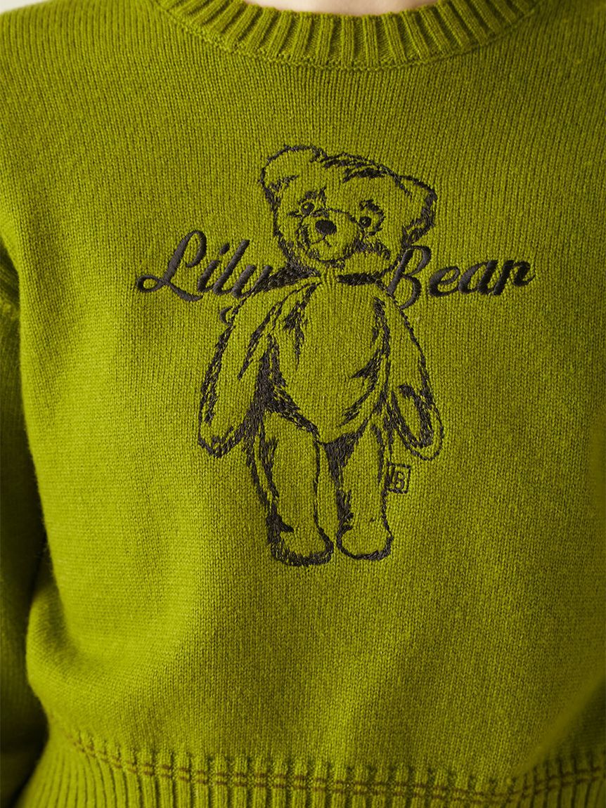 LILY BROWN「Lily Bearエンブロイダリーニットトップス」|ニット・セーター|