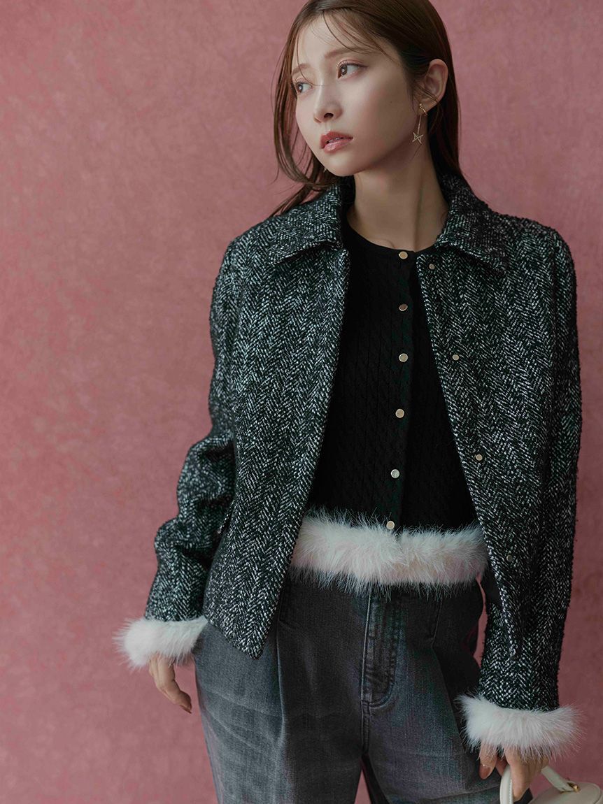 CELFORD「カシミア混ファートリムカーディガン」|カーディガン|