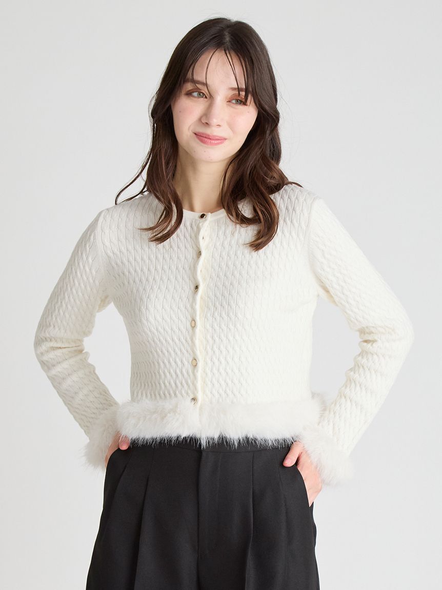 CELFORD「カシミア混ファートリムカーディガン」|カーディガン|