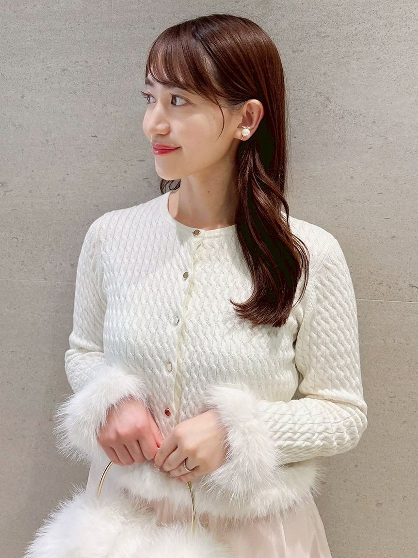 CELFORD「カシミア混ファートリムカーディガン」|カーディガン|