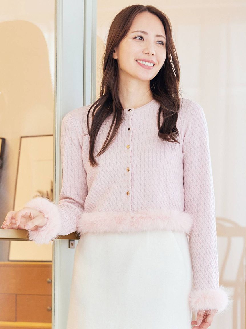 CELFORD「カシミア混ファートリムカーディガン」|カーディガン|