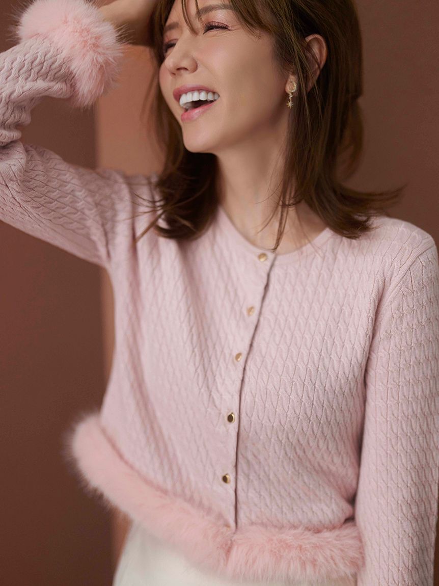 CELFORD「カシミア混ファートリムカーディガン」|カーディガン|