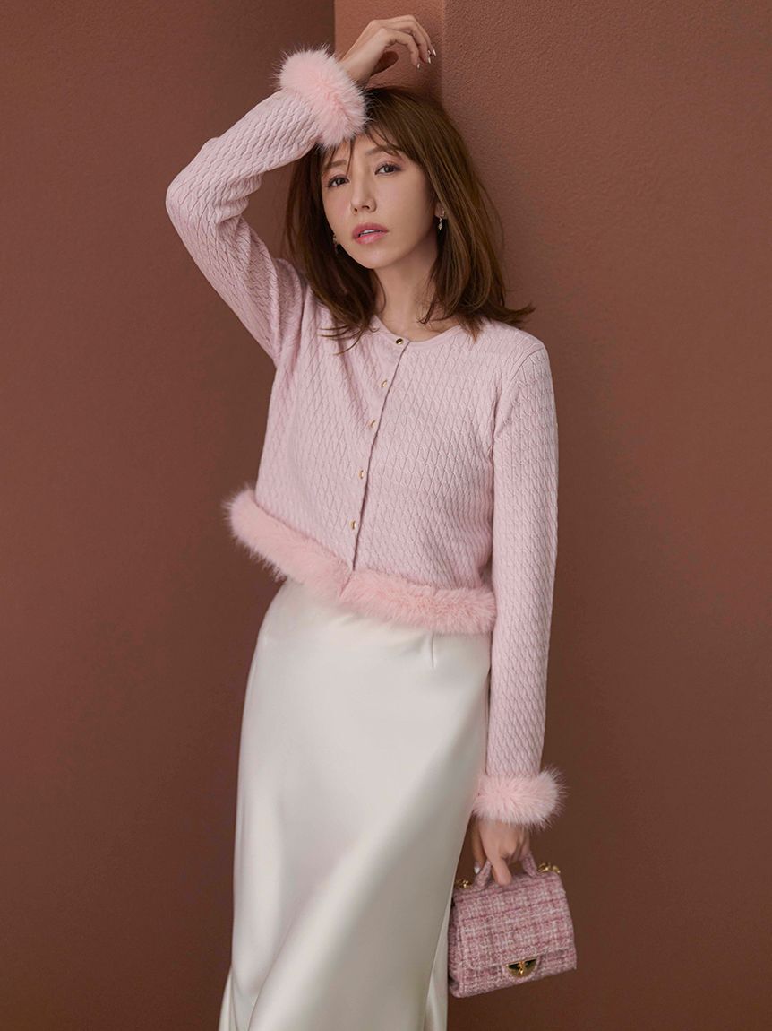 CELFORD「カシミア混ファートリムカーディガン」|カーディガン|PNK