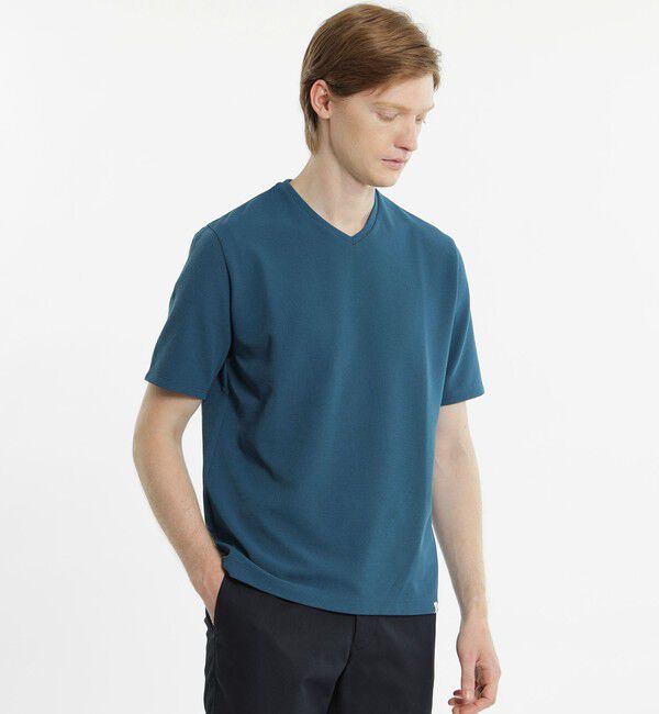 MACKINTOSH PHILOSOPHY「ストレッチミラノリブ Vネック半袖Tシャツ」|Tシャツ・カットソー|ブルー