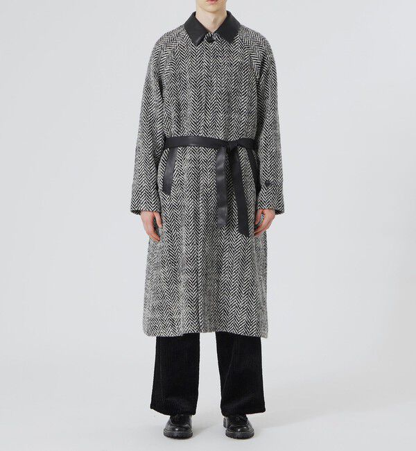 「ロービングヘリンボン ベルテッド ステンカラーウールコート」|その他|