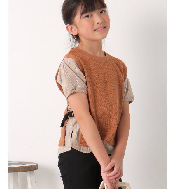 ikka kids「【キッズ】ワッフルベストフェイクレイヤードプルオーバー（100~160cm）」|Tシャツ・カットソー|