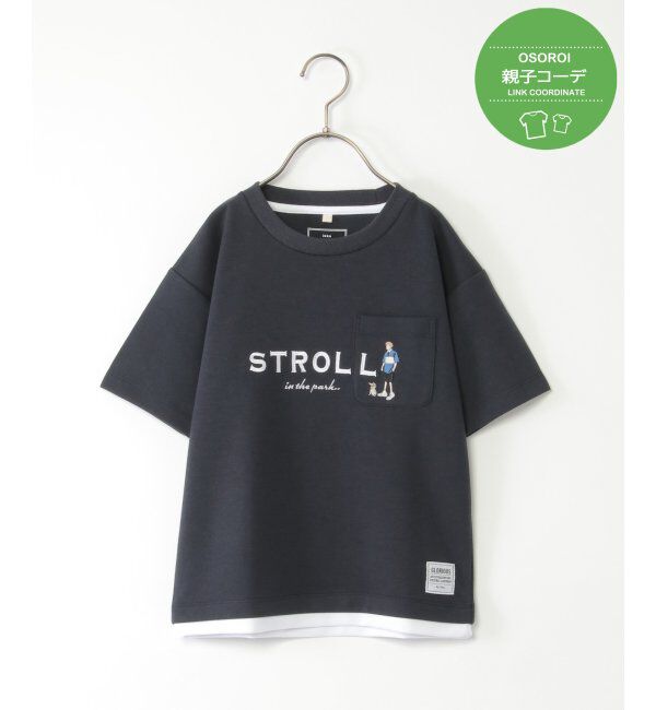 ikka kids「【親子おそろい】裾レイヤー刺繍Tシャツ（120~160cm）」|Tシャツ・カットソー|ネイビー