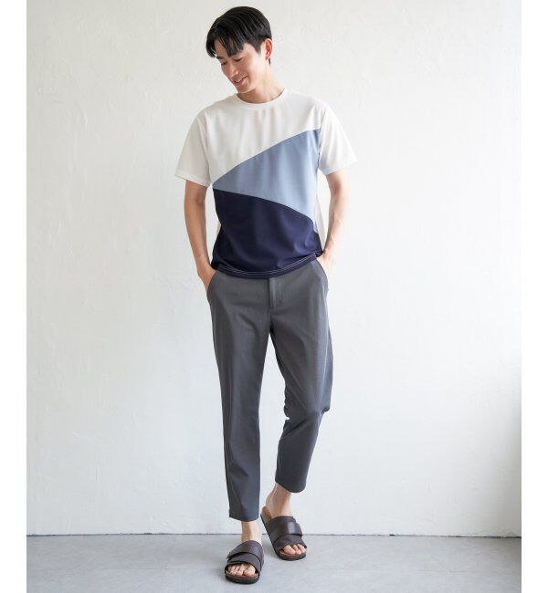 ikka「【接触冷感／吸水速乾】マルチファンクション斜め切り替えTシャツ」|Tシャツ・カットソー|