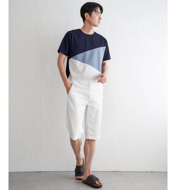 ikka「【接触冷感／吸水速乾】マルチファンクション斜め切り替えTシャツ」|Tシャツ・カットソー|