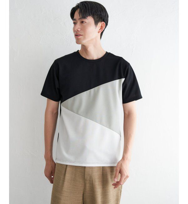 ikka「【接触冷感／吸水速乾】マルチファンクション斜め切り替えTシャツ」|Tシャツ・カットソー|