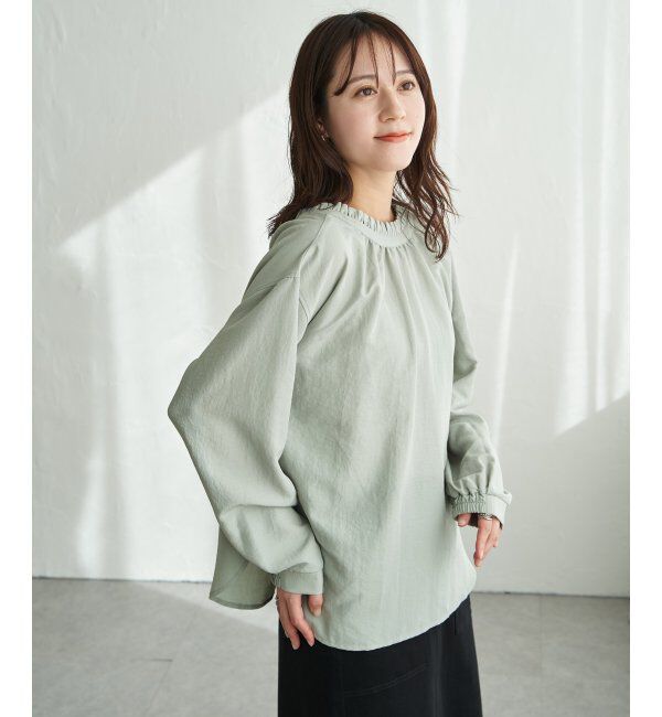 ikka「襟フリルリボン2WAYブラウス」|シャツ・ブラウス|ライトグリーン