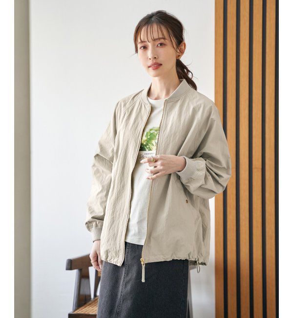 ikka「ミドル丈リブブルゾン」|ブルゾン・スタジャン|