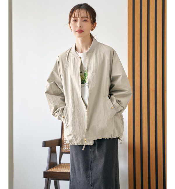 ikka「ミドル丈リブブルゾン」|ブルゾン・スタジャン|