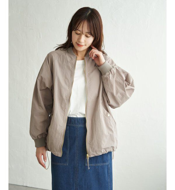 ikka「ミドル丈リブブルゾン」|ブルゾン・スタジャン|コーヒー