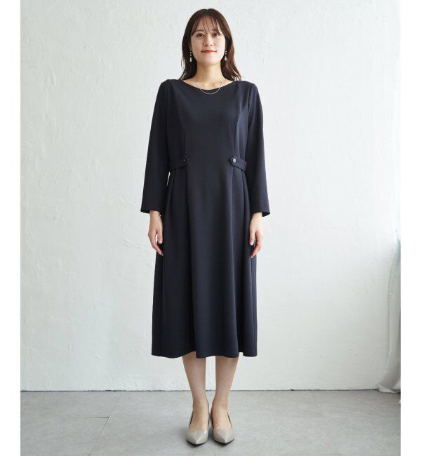 IKKA LOUNGE「カットジョーゼットウエストタブワンピース」|ドレス|