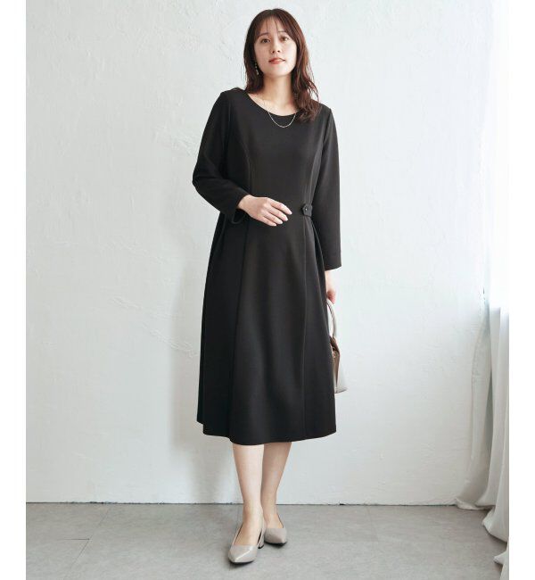 IKKA LOUNGE「カットジョーゼットウエストタブワンピース」|ドレス|