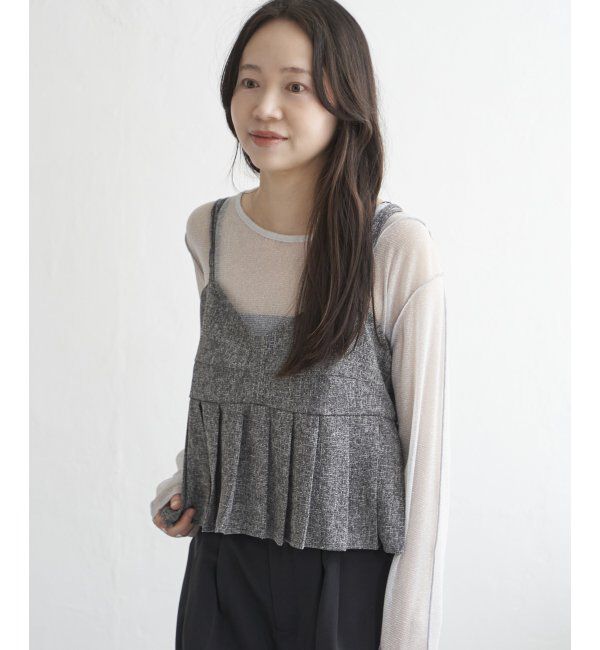 VENCE share style「サマーツイードプリーツキャミソール」|シャツ・ブラウス|グレー