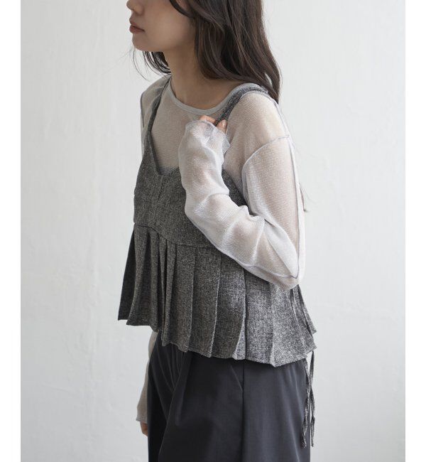 VENCE share style「サマーツイードプリーツキャミソール」|シャツ・ブラウス|