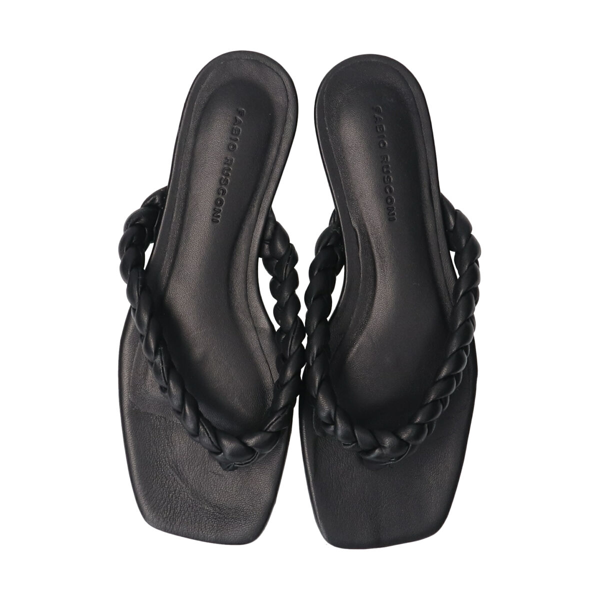 FABIO RUSCONI 「【FABIO RUSCONI】スクエアトウウーブンレザートングサンダル」|サンダル|