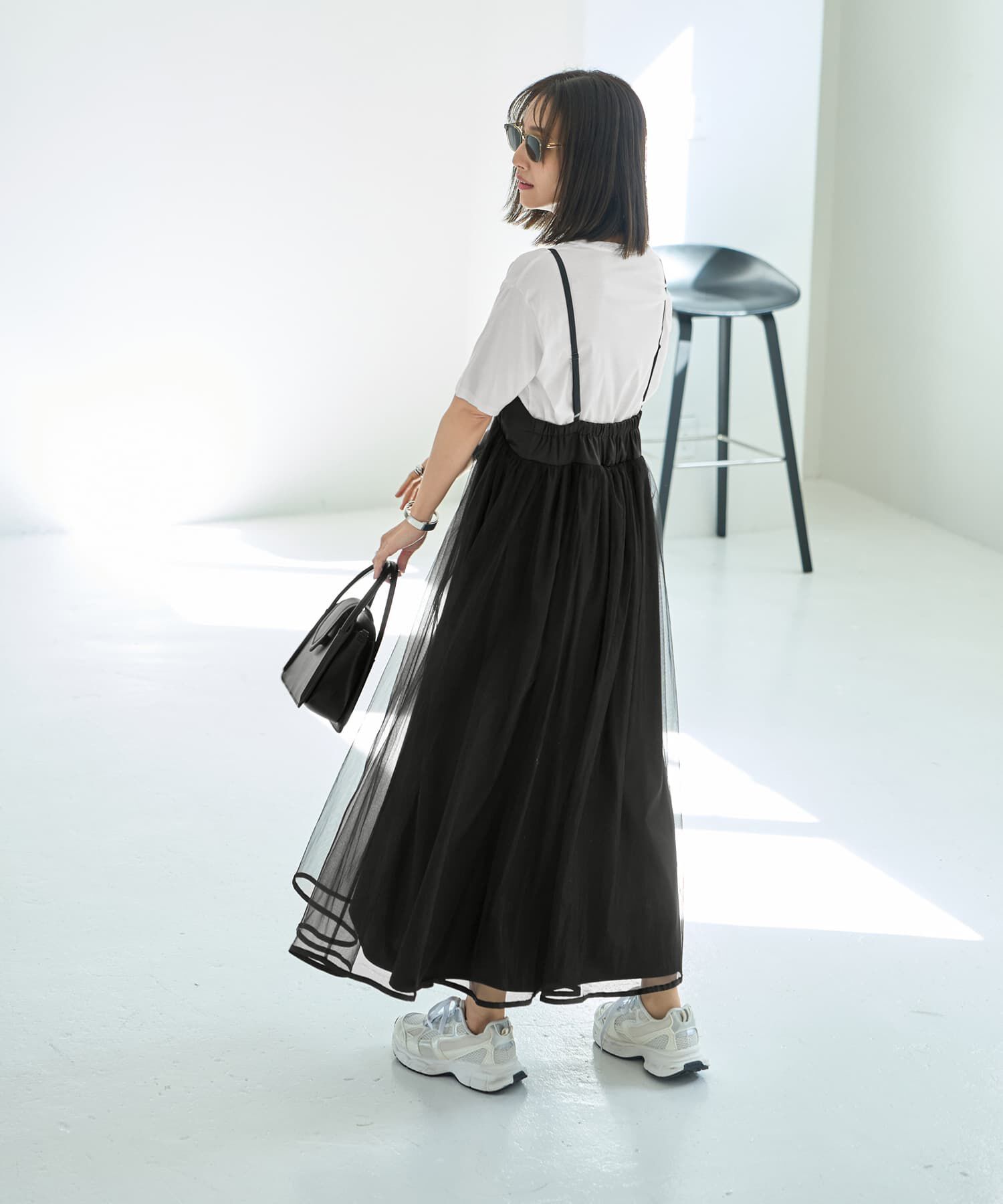 STYLE DELI「【LUXE】チュールギャザーキャミ型ワンピース」|ジャンパースカート|