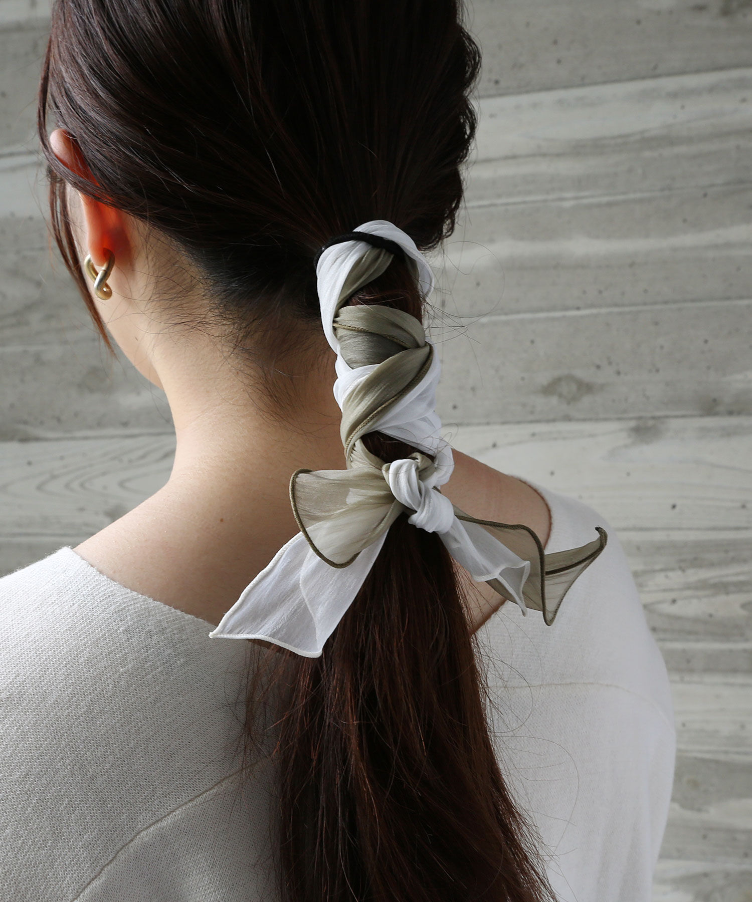 colleca la「オーガンジー アレンジリボンヘアゴム」|ヘアゴム・シュシュ|グリーン